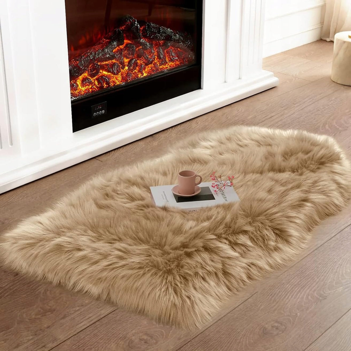 Faux leather fur rug brown 50 x 80 cm fluffy Manufacturer code ac1001