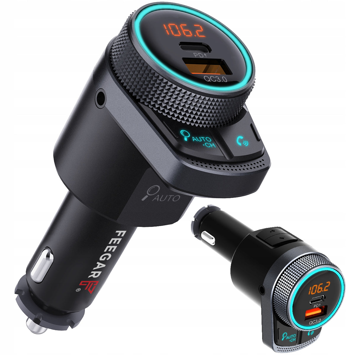 Feegar FM Bluetooth Transmitter Fast Charger QC 3.0 PD 38W AUX MP3 Audio