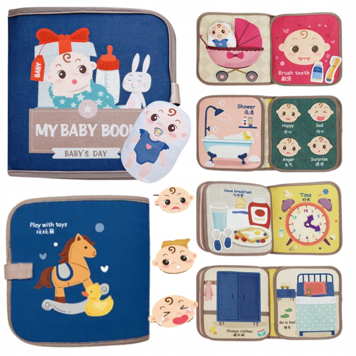 Felt book for children detachable elements Velcro Montessori board