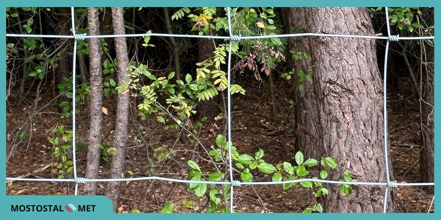Fence FOREST MESH 150/16/10 L 50MB + skoble EYELETS SQUARES Color silver