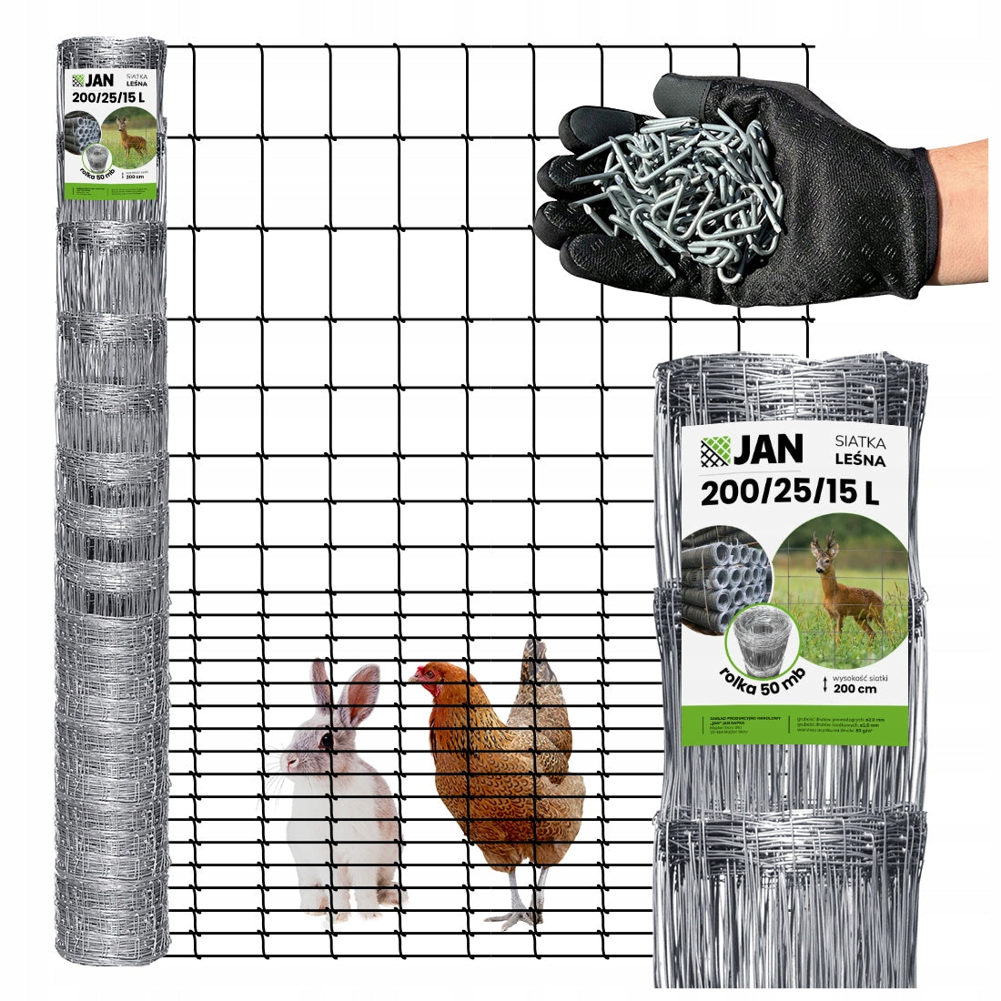 Fence FOREST MESH 200/25/15 L 50m freebie DENSE for WILD ELK hens
