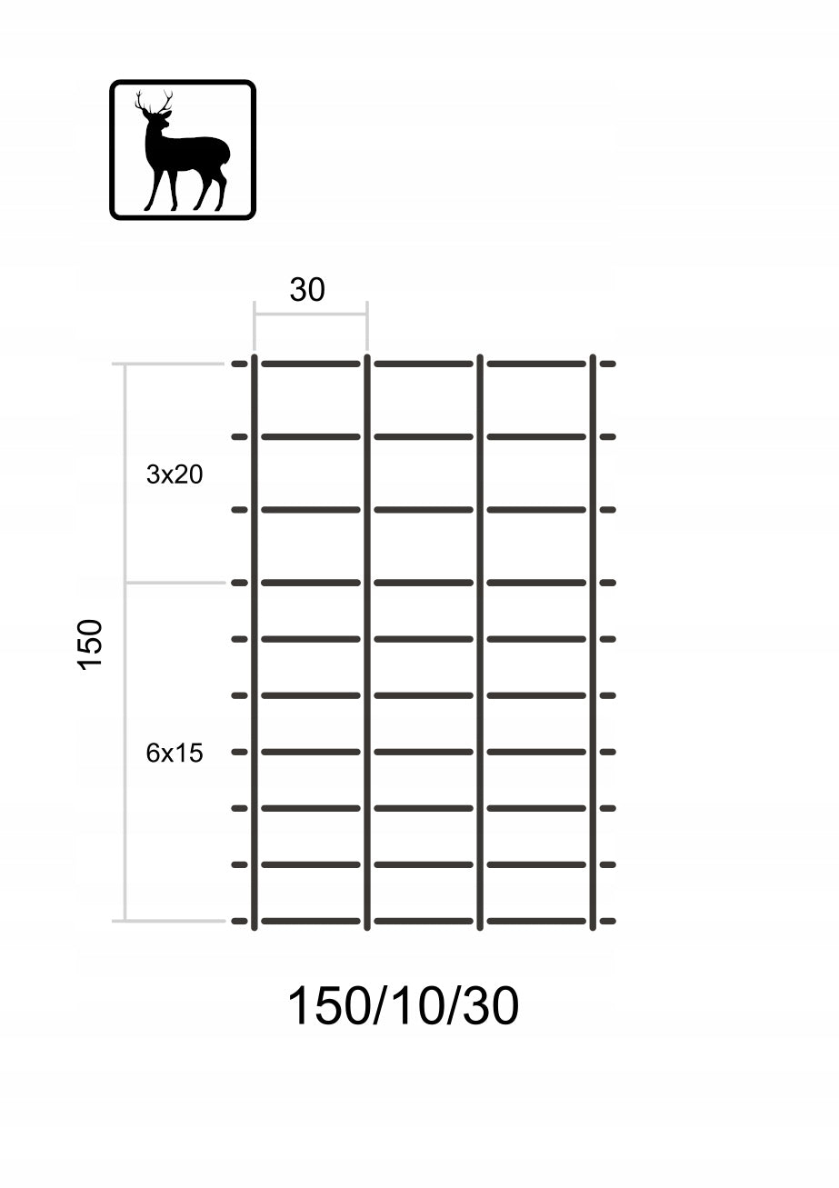 Fence NET FOREST L 150/10/30 + skoble 50m Manufacturer code SI.LEŚNA.L150/10/30