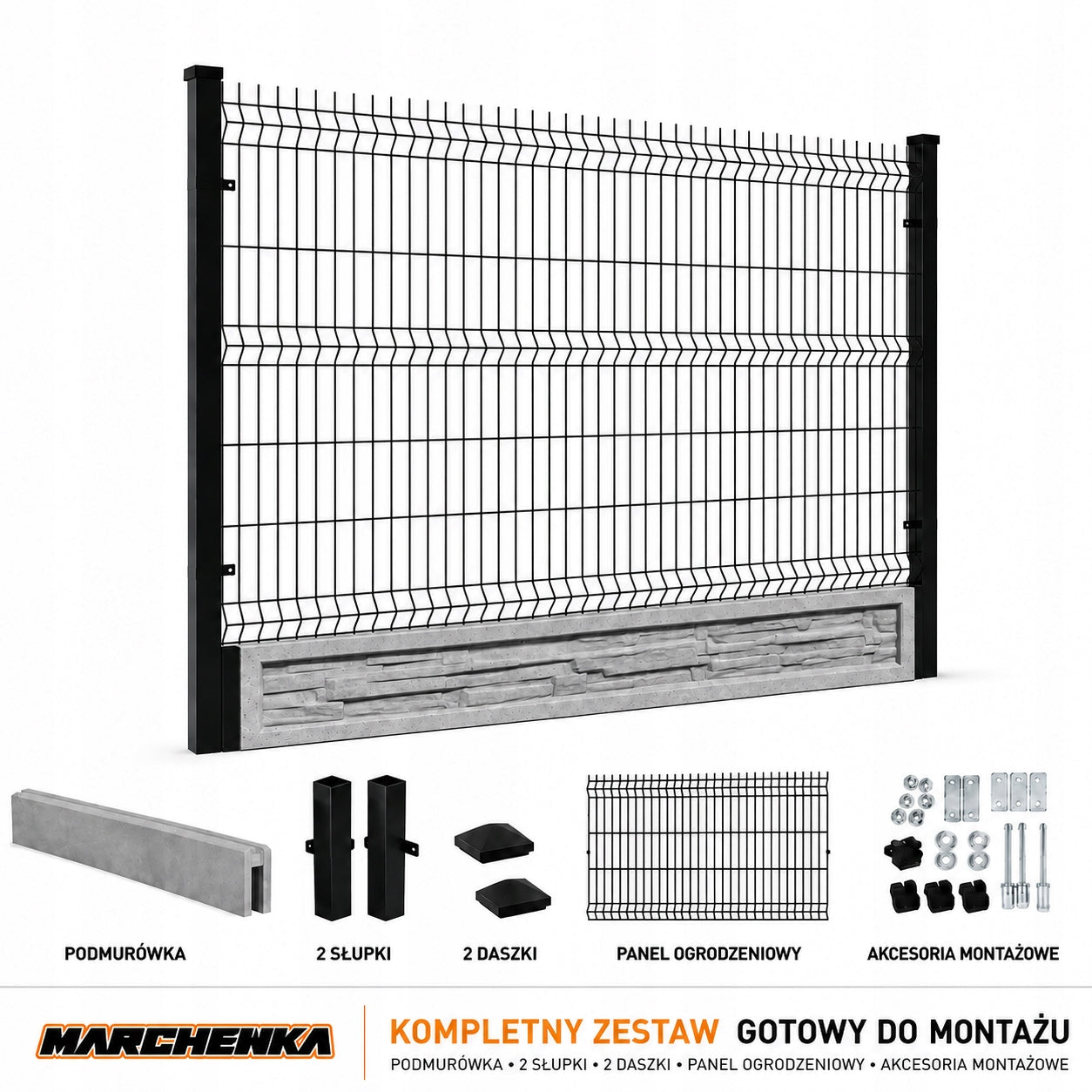 Fence Panel 3D Metal Spans 173x250 Slate Foundation 5mm Black