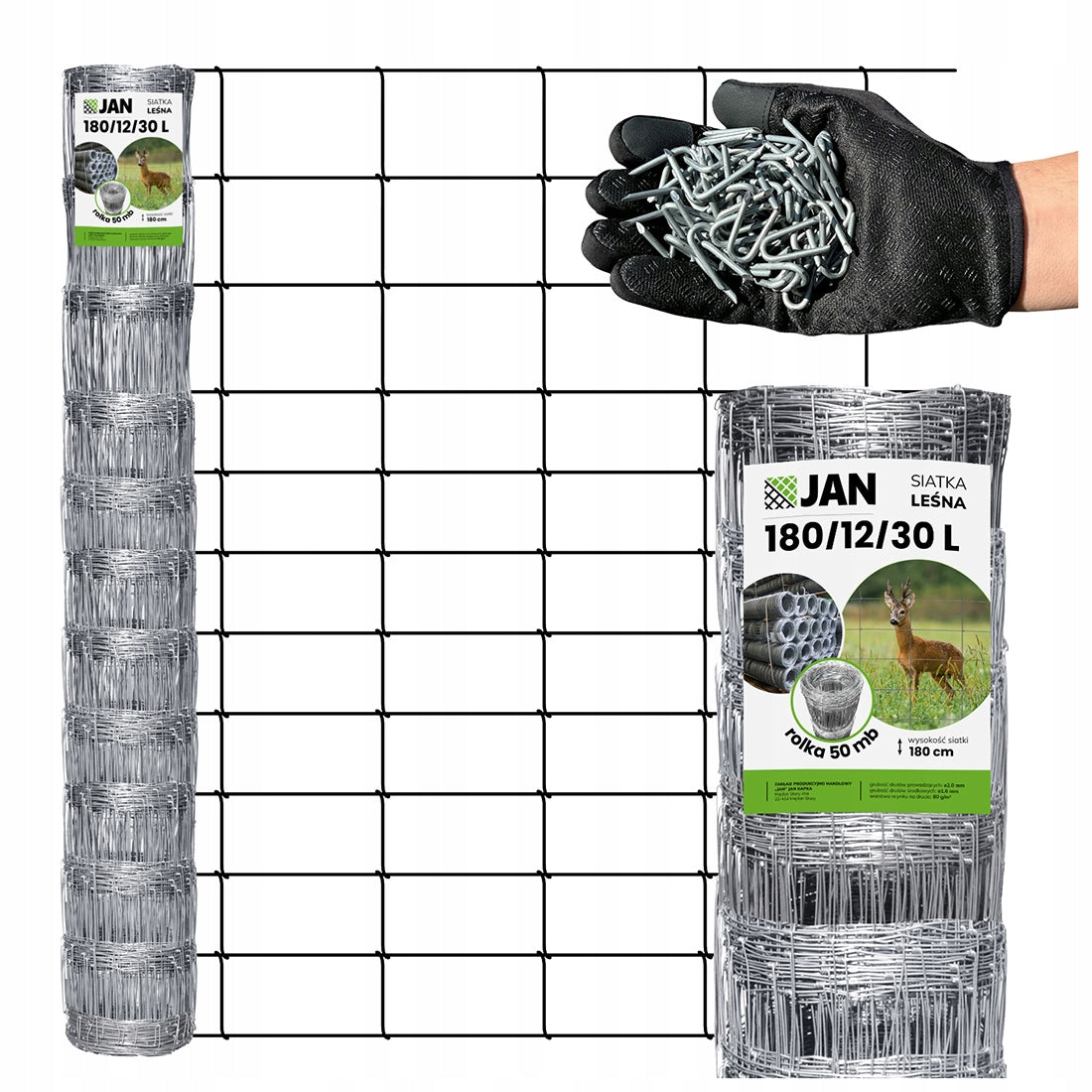 Fence construction net height 180/12/30 L 50m Construction Freebie Nails