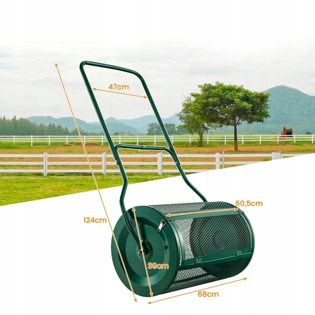 Fertilizer spreader with mesh roller Compost spreader 76l Brand Costway
