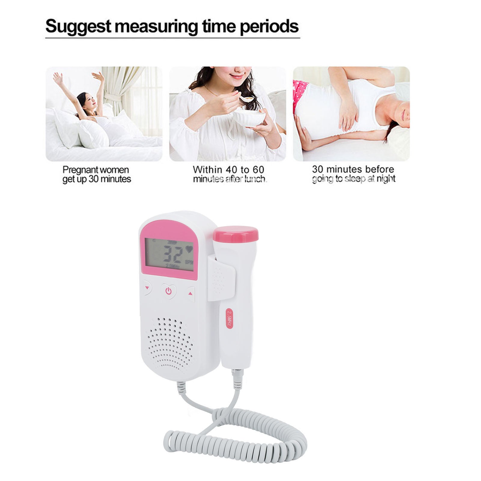 Fetal Heart Rate Detector, Heartbeat Monitor, Fetal Doppler, 3MHz Medical device no