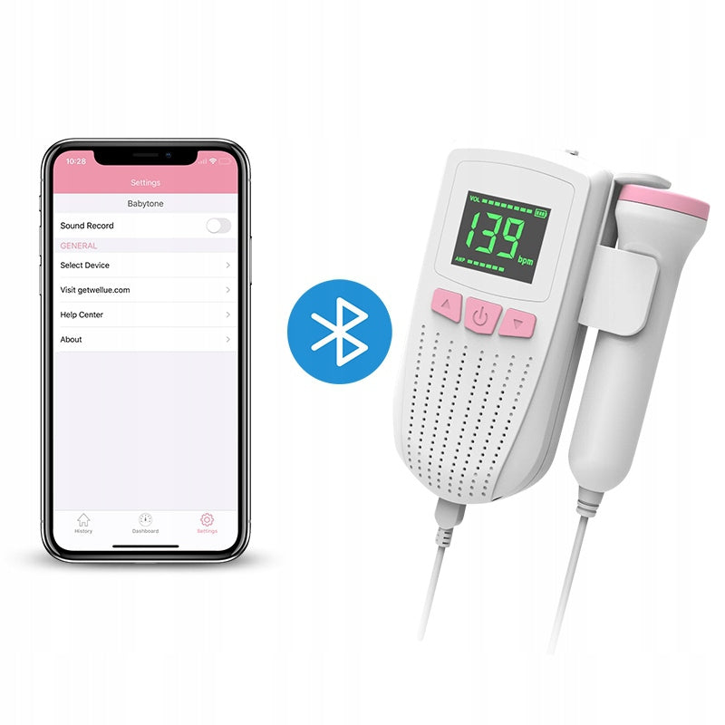 Fetal heart rate detector. Mobile application, Recording, Charts, Bluetooth Medical device yes