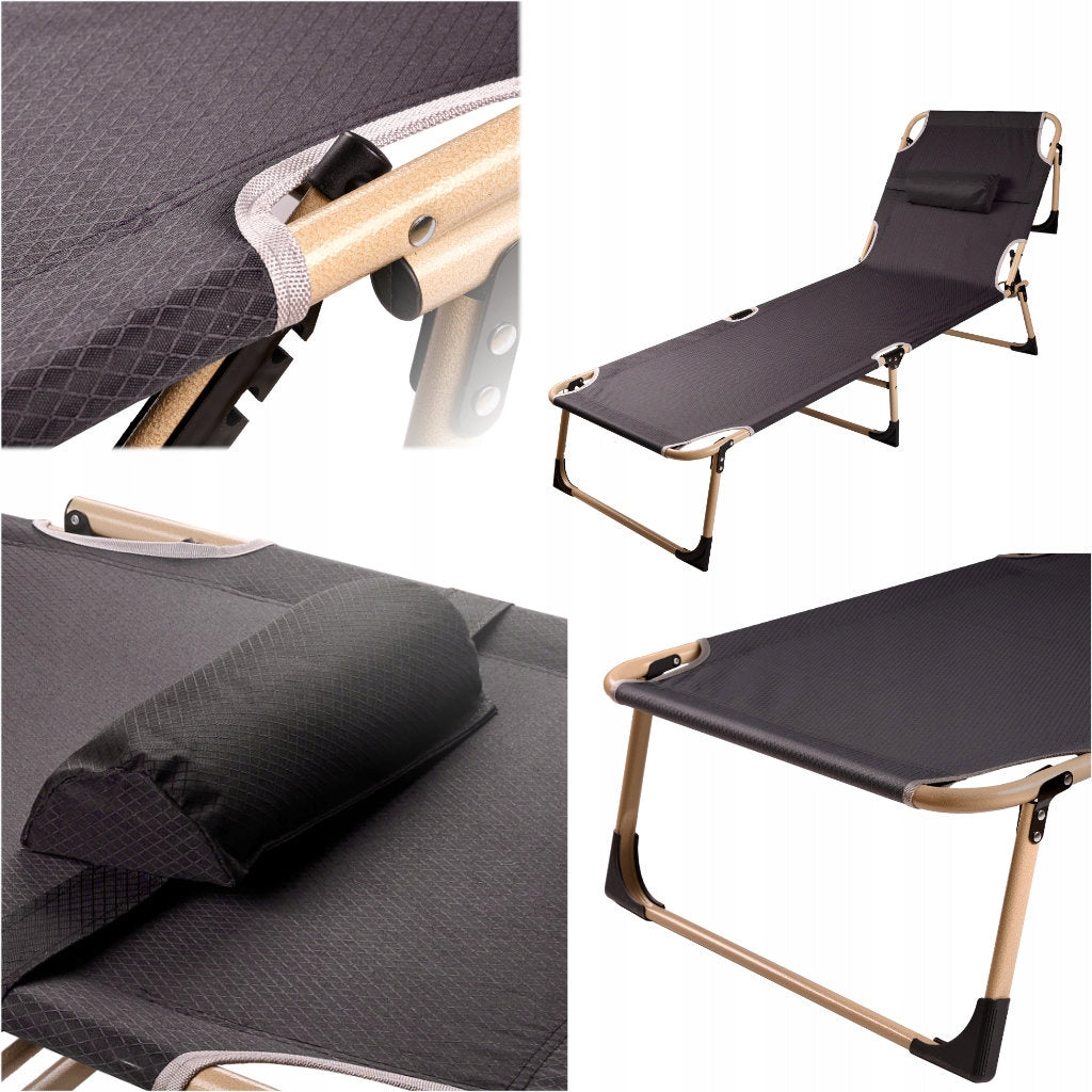Field bed LUARO folding tourist couch with adjustable 193 cm grey Manufacturer code KX3909_1