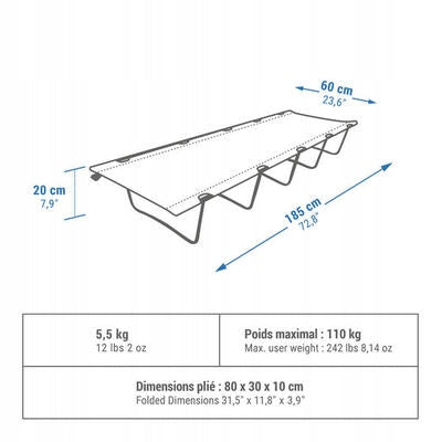 Field bed Quechua Camp Bed Basic 60 cm - 1 person EAN (GTIN) 3608439252969