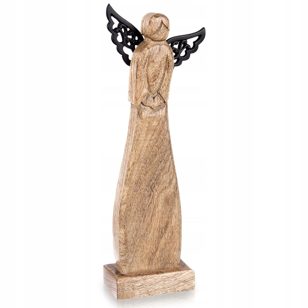 Figurine Angel Wood Mango 34 cm Metal Wings Decoration