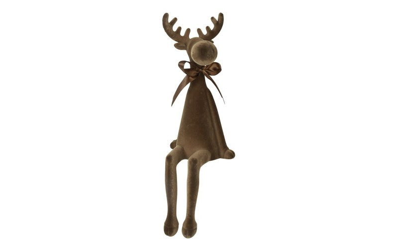 Figurine Decoration Reindeer Sitting Velvet Brown Adrian L