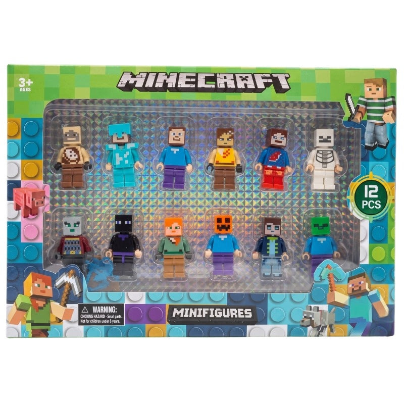Figurines Minecraft Super Set of 12 + Accessories People Pixel Blocks Game