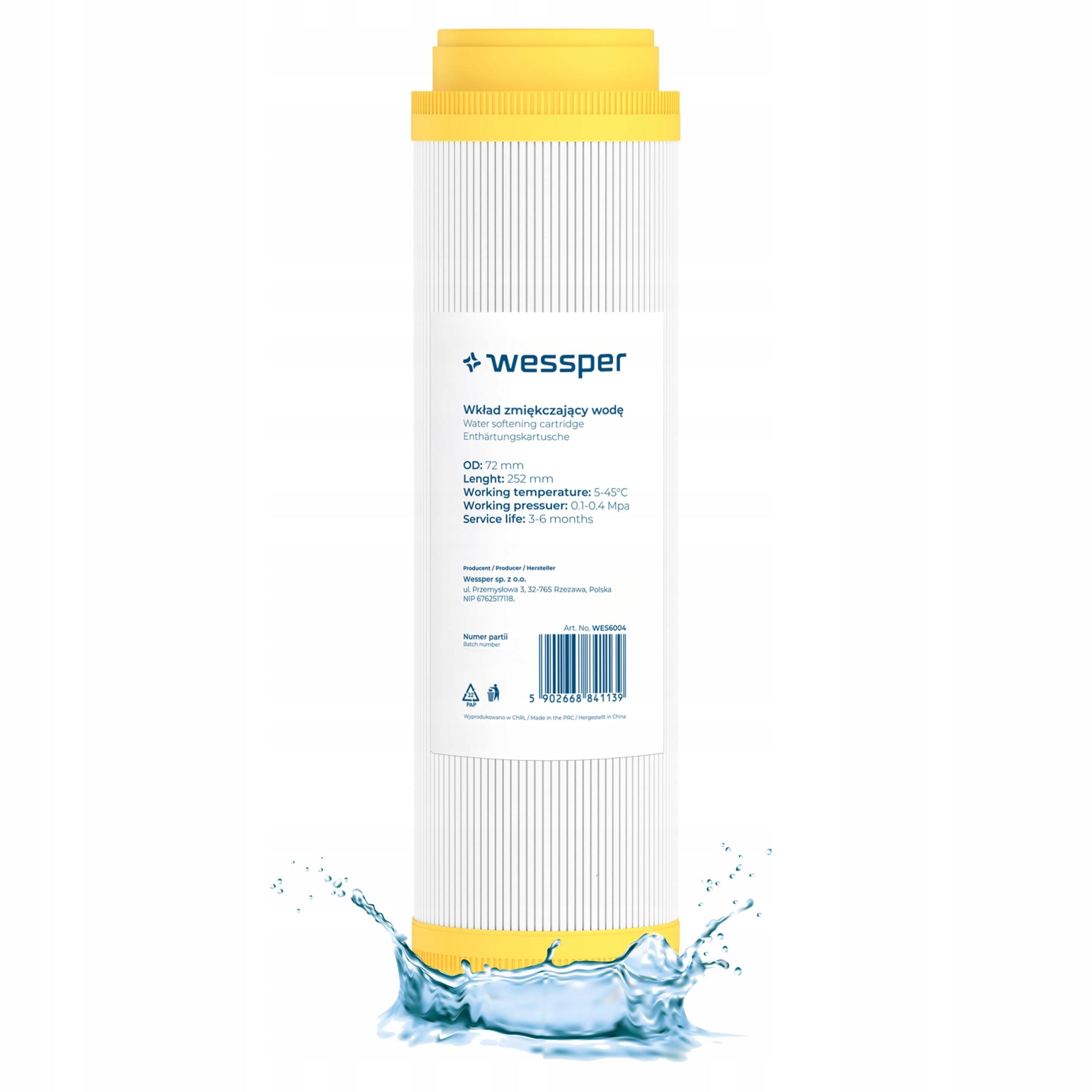 Filter Cartridge Foam Carbon Softener for Pre-Filtering 10" 6x Product weight with unit packaging 0.1 kg