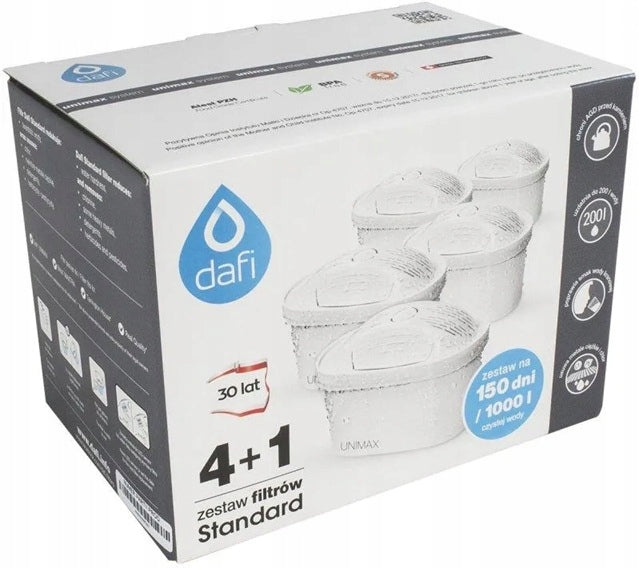 Filter / Filters Dafi Unimax cartridge for water filter jug | 5 pcs. Manufacturer code UNIMAX 5 szt. Oryginał Filtr Dafi