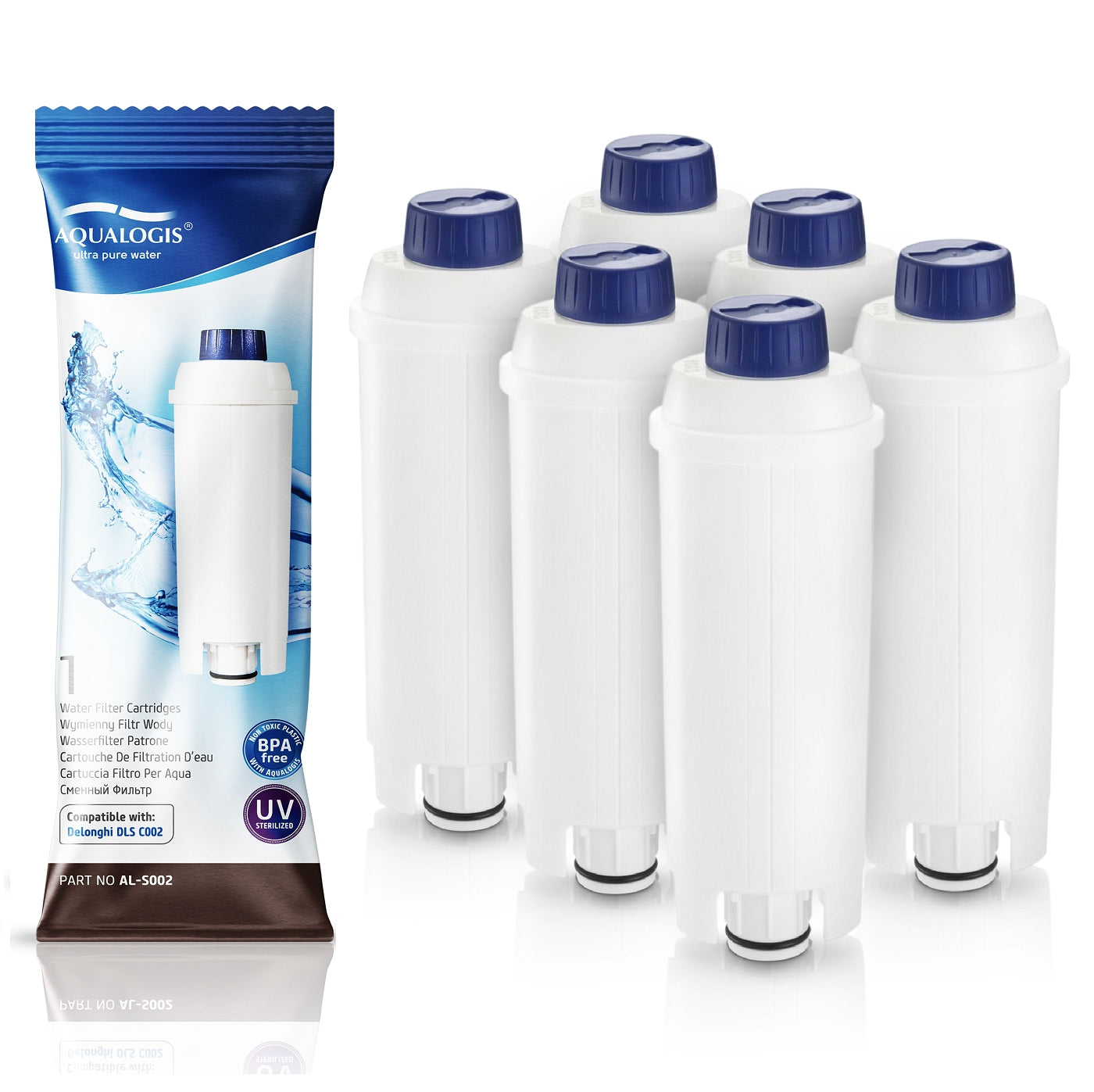 Filter For Delonghi Machine - AL-S002 6pcs, EcoDecalk Descaler 500ml Packaging status original