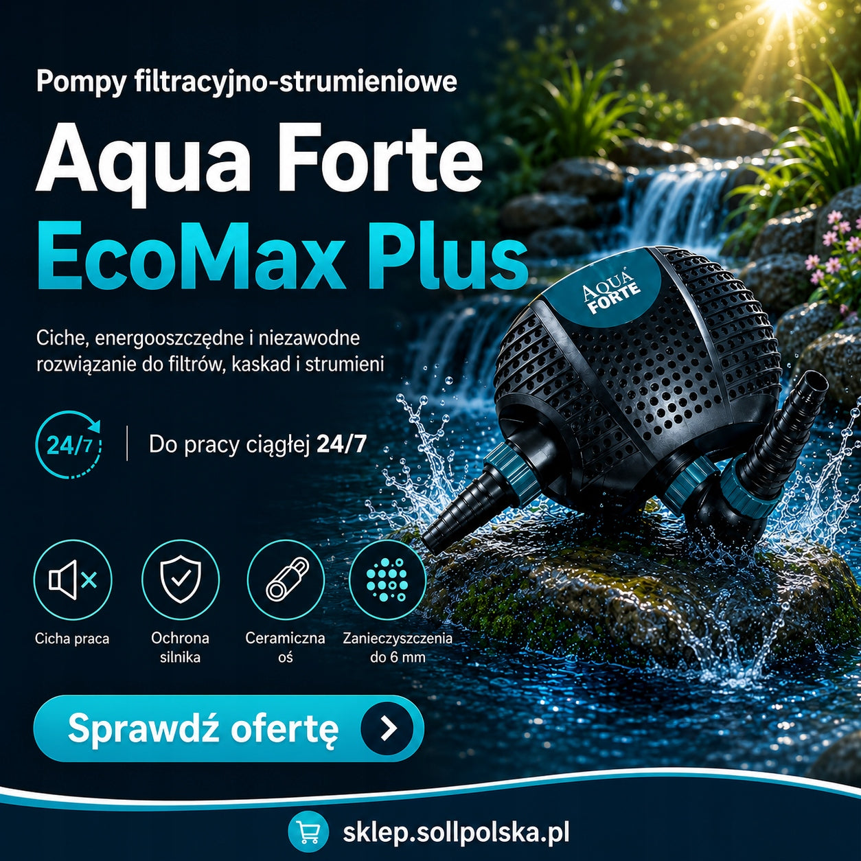 Filter and jet pump EcoMax 10.000 l/h Aqua Forte Power 85 W