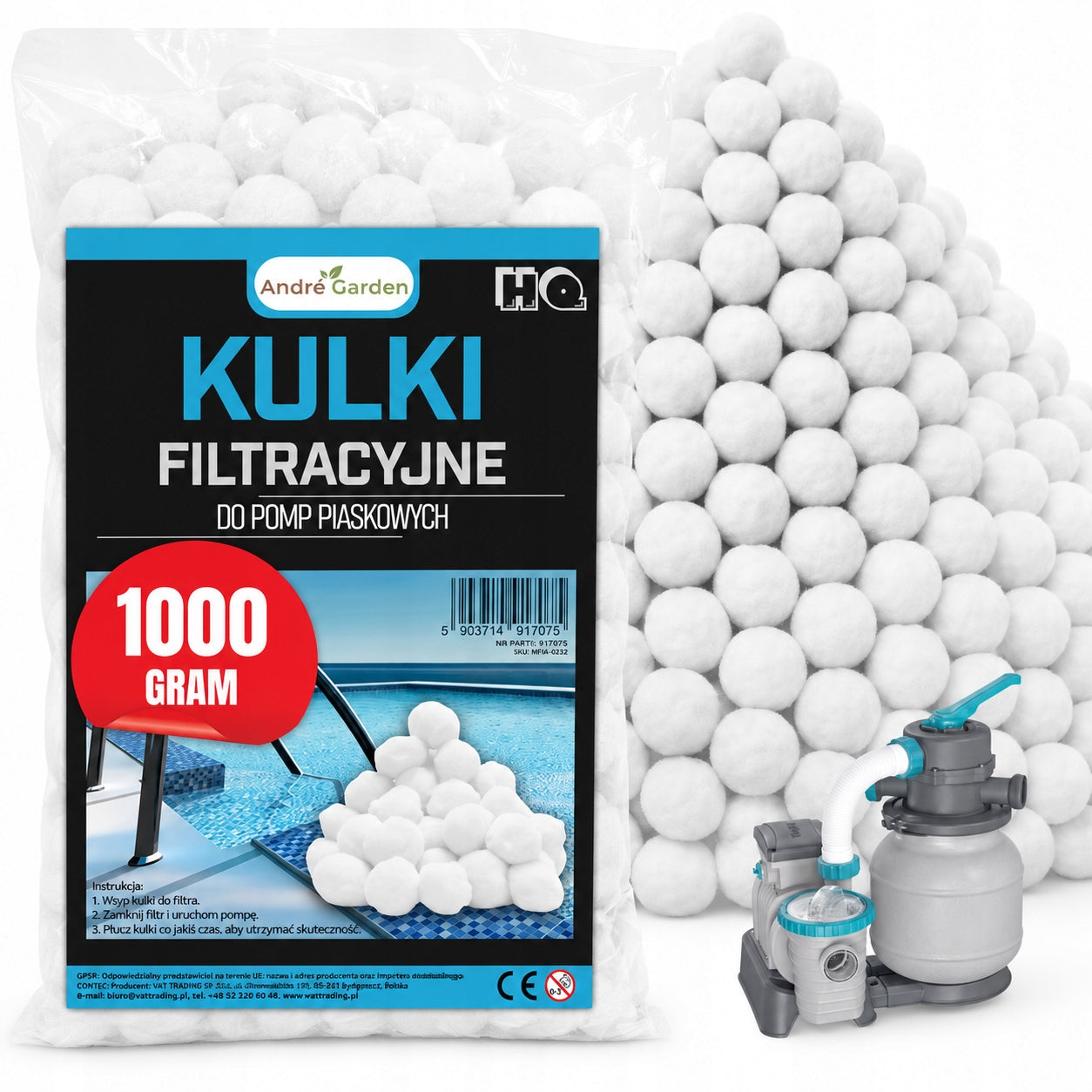 Filter balls for swimming pool filter pumps XXL 1000g 1KG POOL QUALITY