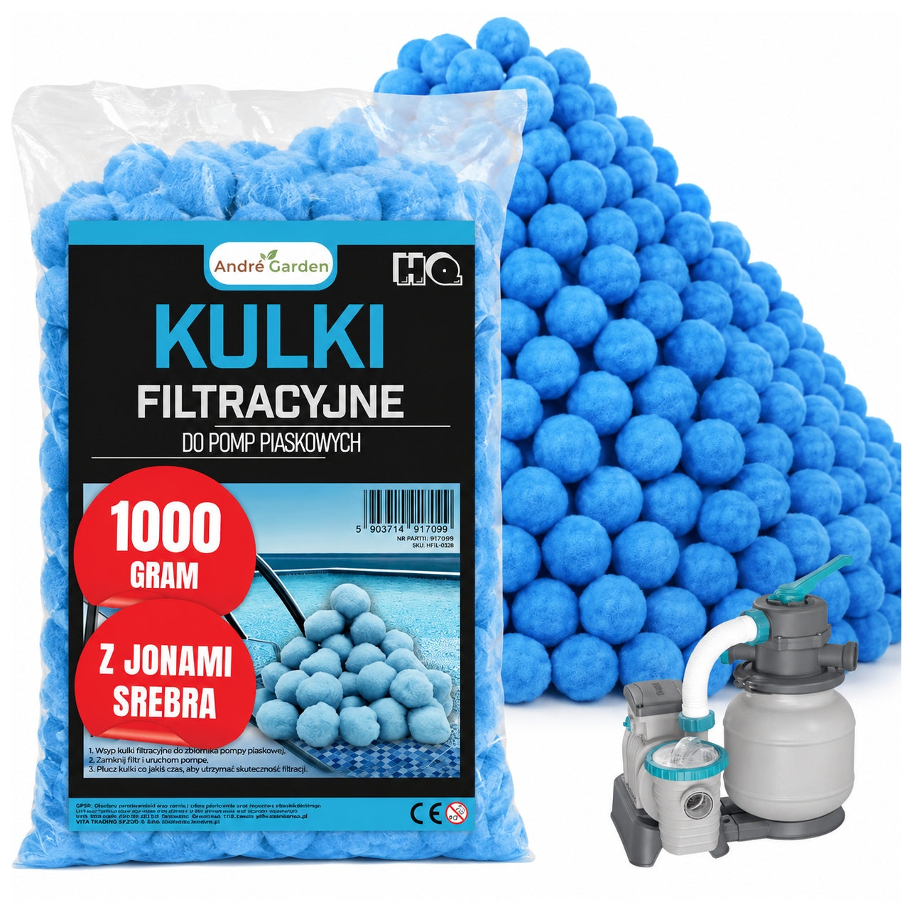 Filter balls for swimming pool filter pumps large 1KG 1000g with SILVER IONS