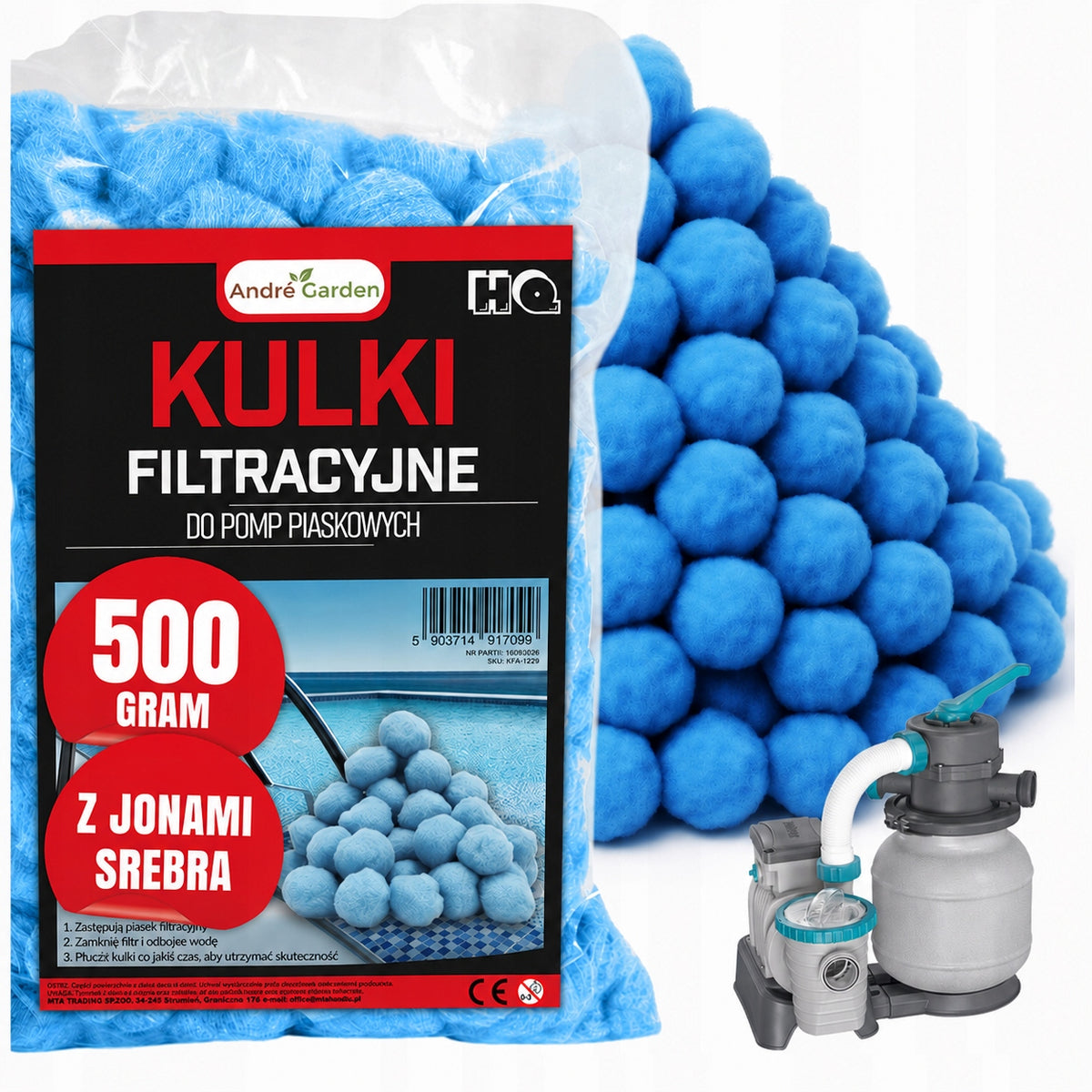 Filter balls for swimming pool filter pumps large 500g with SILVER IONS 0,5