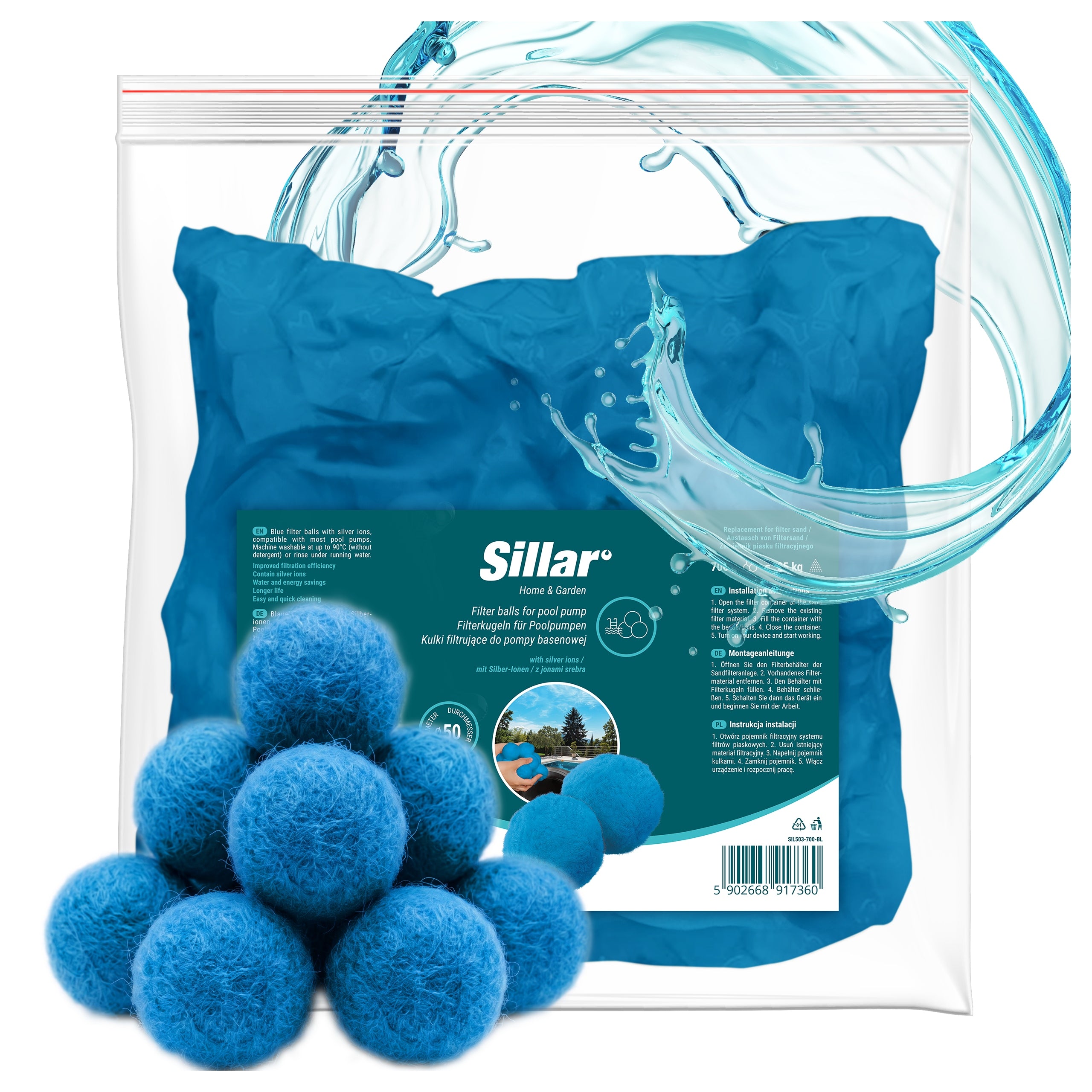 Filter balls with silver ions for sand pump for swimming pool 700g 0,7kg