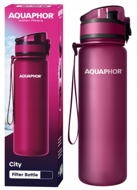 Filter bottle AQUAPHOR + 1 water filter cartridge 0,8 L burgundy