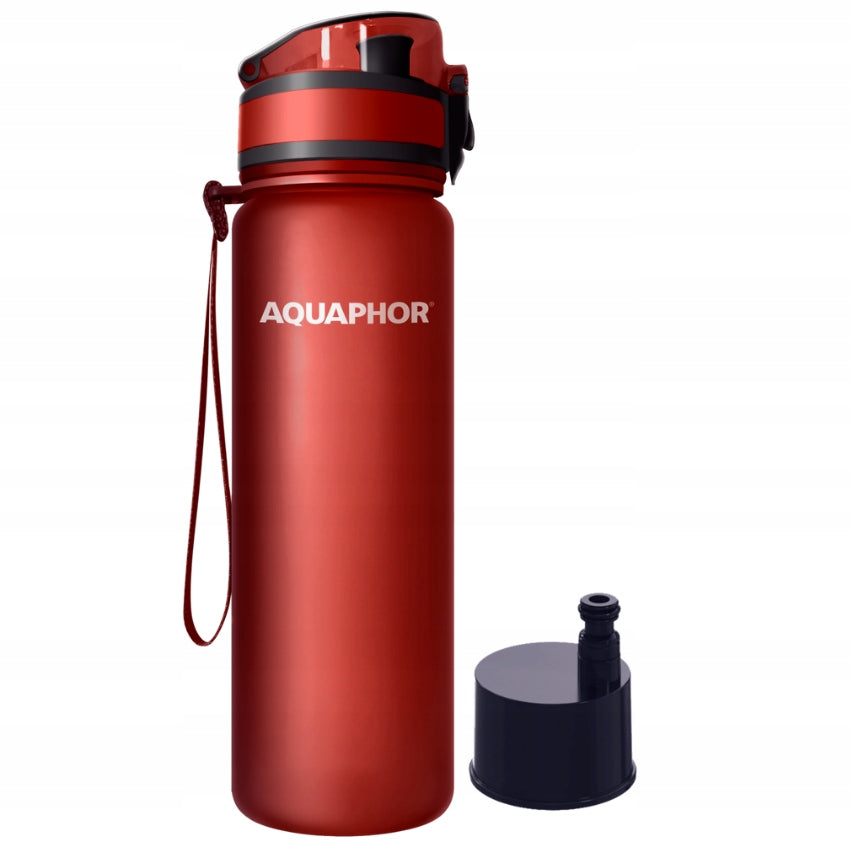 Filter bottle AQUAPHOR CITY 0,5l red + toothbrush Packaging status original