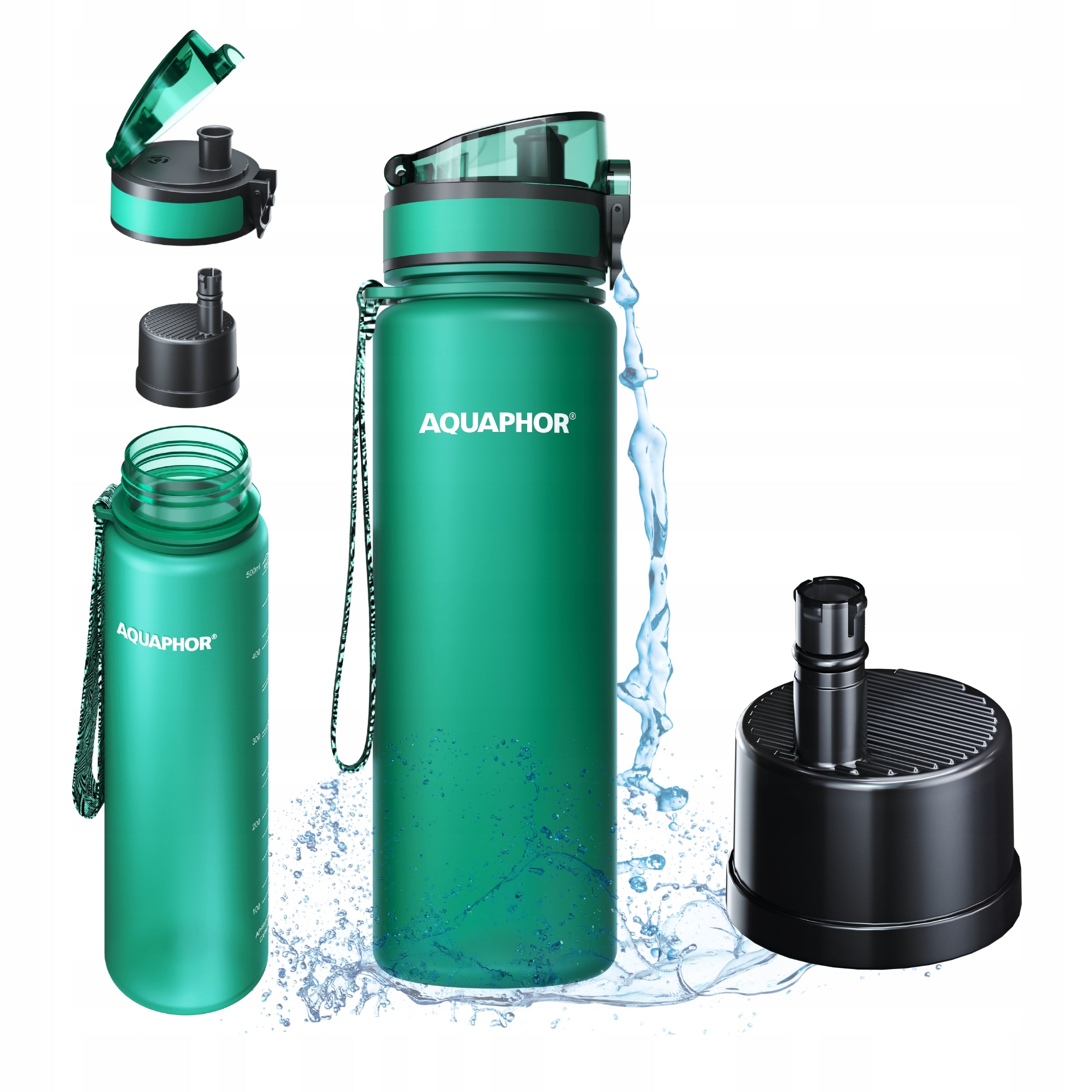 Filter bottle AQUAPHOR City 0,5l Bottle Green for school and running