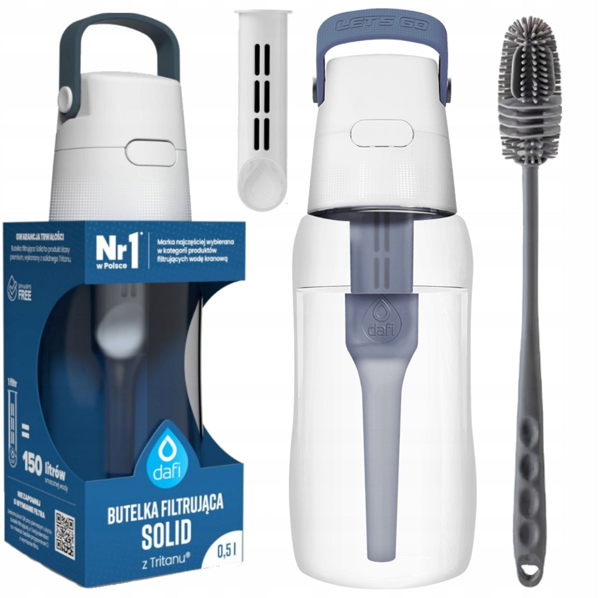 Filter bottle Dafi Solid 0,5 l grey + Silicone brush