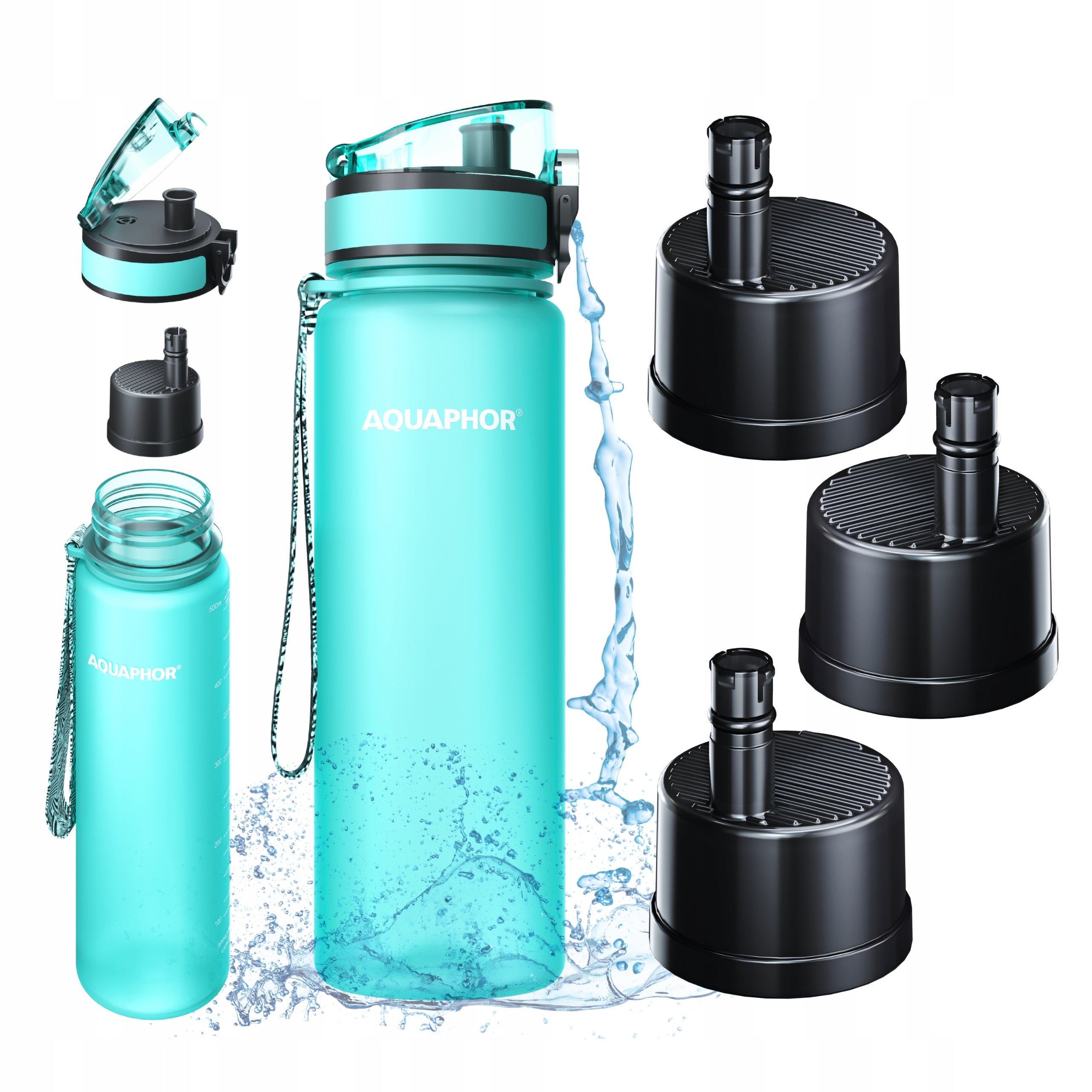 Filter bottle Water bottle 0,5L Aquaphor City Mint for school, work