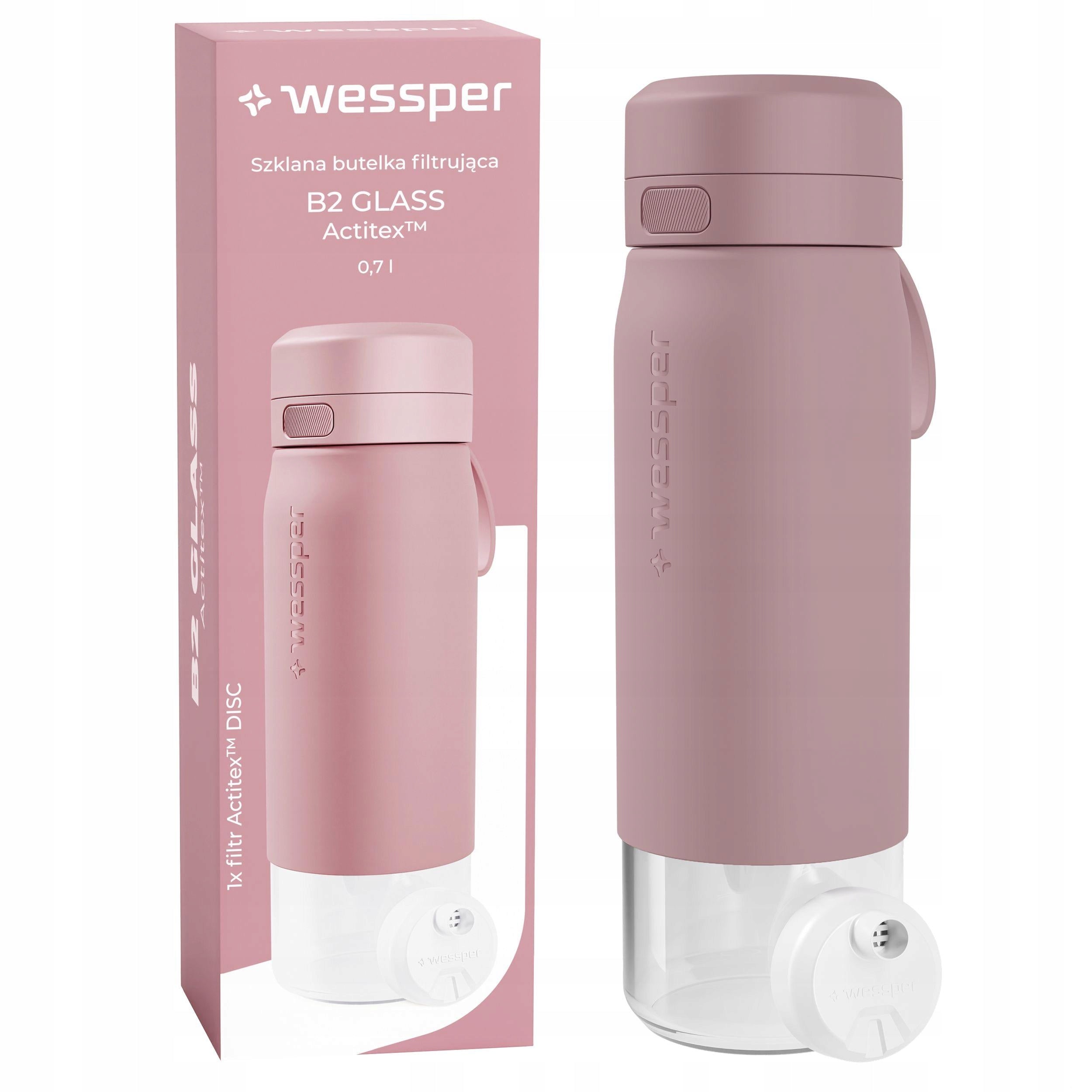 Filter bottle glass water bottle with filter WESSPER B2 ACTITEX 700ml