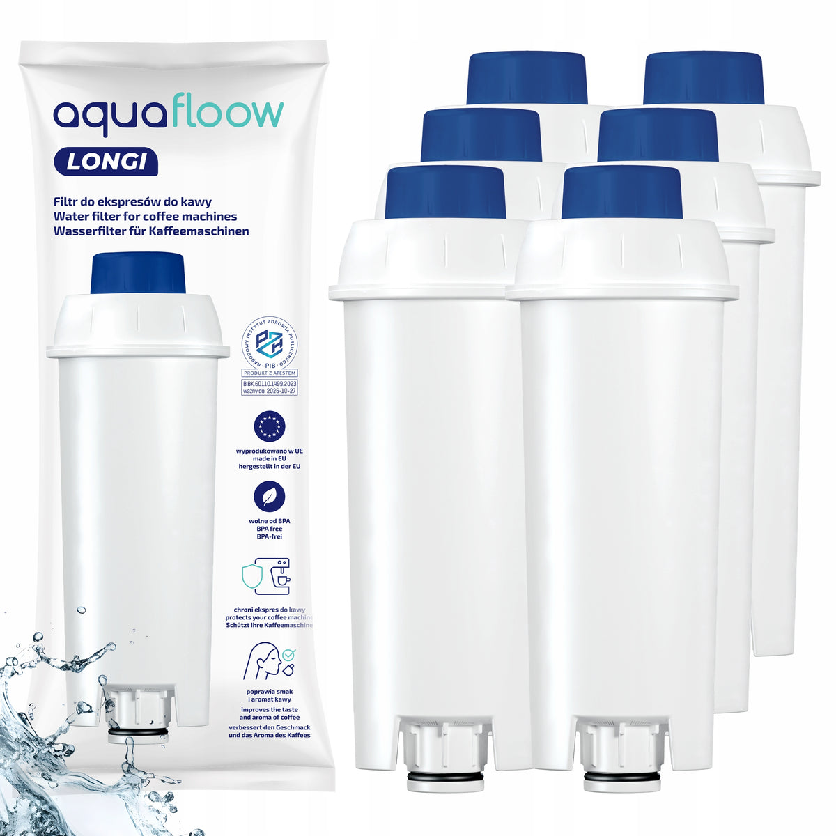 Filter for Delonghi Dinamica Magnifica machine replacement AquaFloow 6 pcs