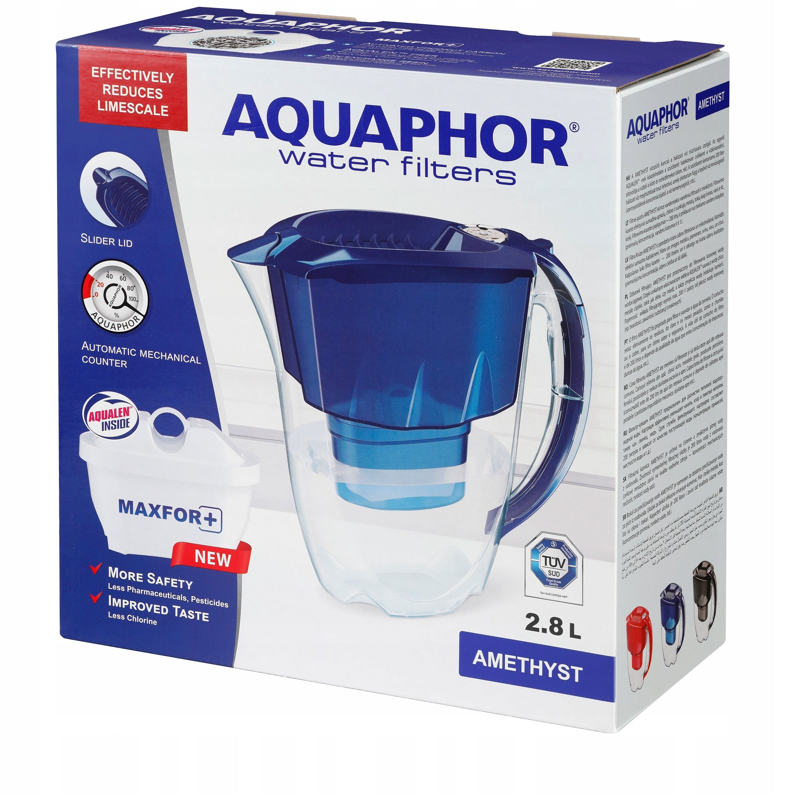 Filter jug Aquaphor Amethyst Black Set of 6 filter cartridges Total capacity 2.8 l