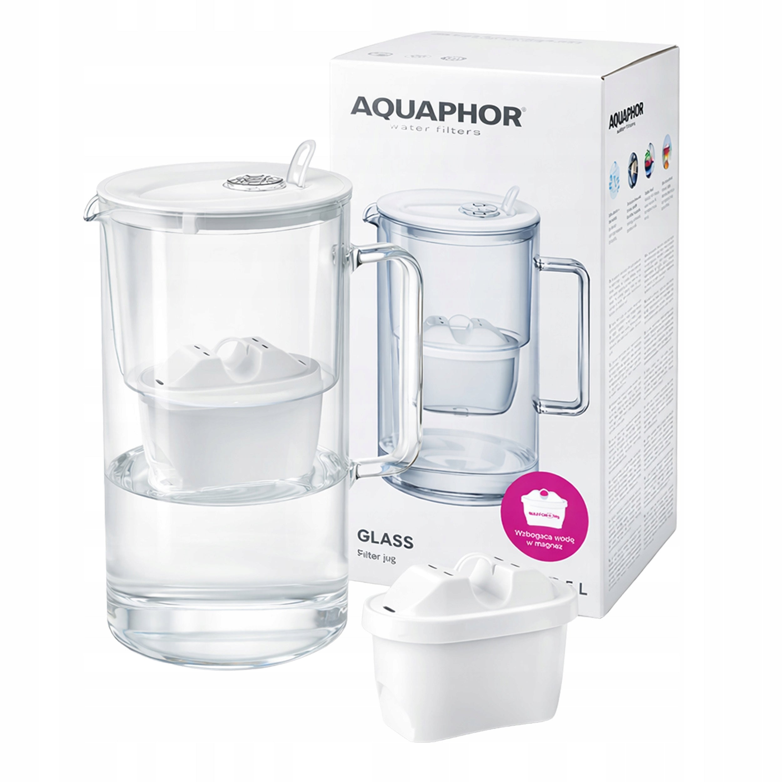 Filter jug Aquaphor Glass 2,5l with Maxfor cartridge + White