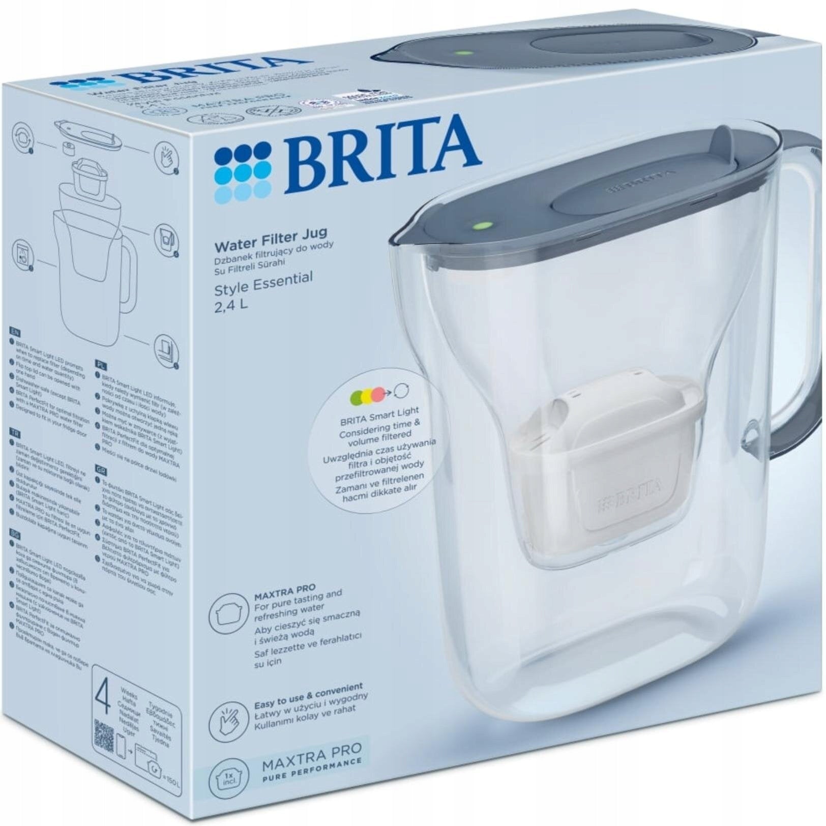 Filter jug Brita Essential 2,4l Graphite with Maxtra cartridge Manufacturer code 4006387141899