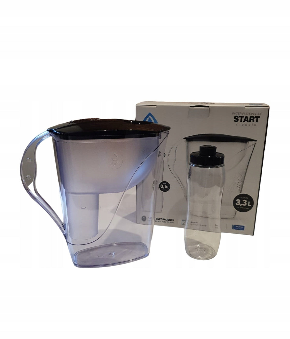 Filter jug Dafi Start 3,3 l + water bottle 0,6 BLACK