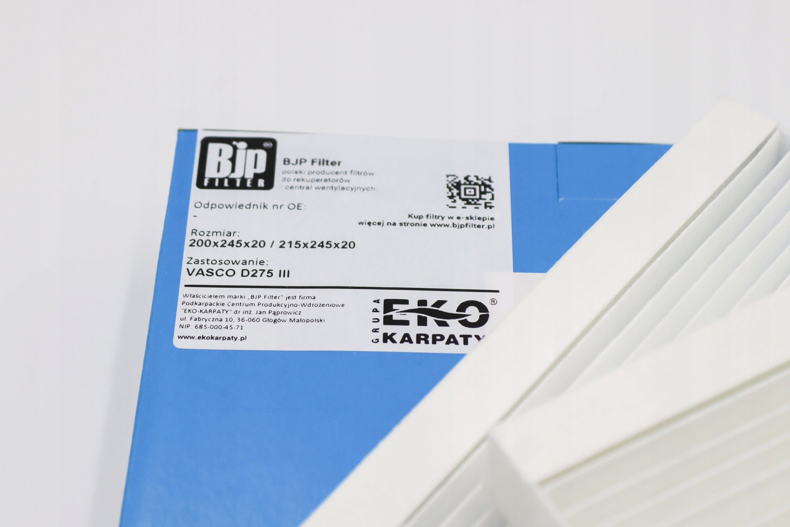 Filter set G4(200x245x20) F7(215x245x20) for VASCO D275EP III control panel Packaging status original