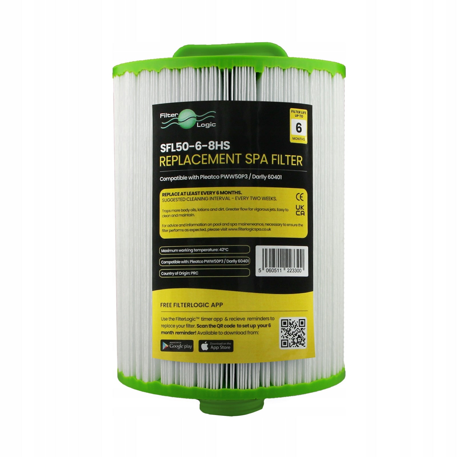 FilterLogic SFL-50-6-8HS pool water cartridge filter compatible with PWW50P3 Brand FilterLogic