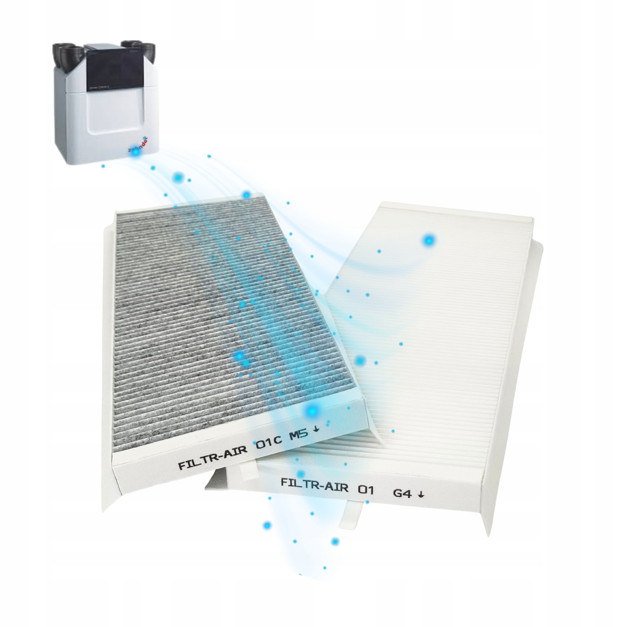 Filters Zehnder Comfoair Q 350 450 600 G4 + M5 Carbon Aeris Next Set