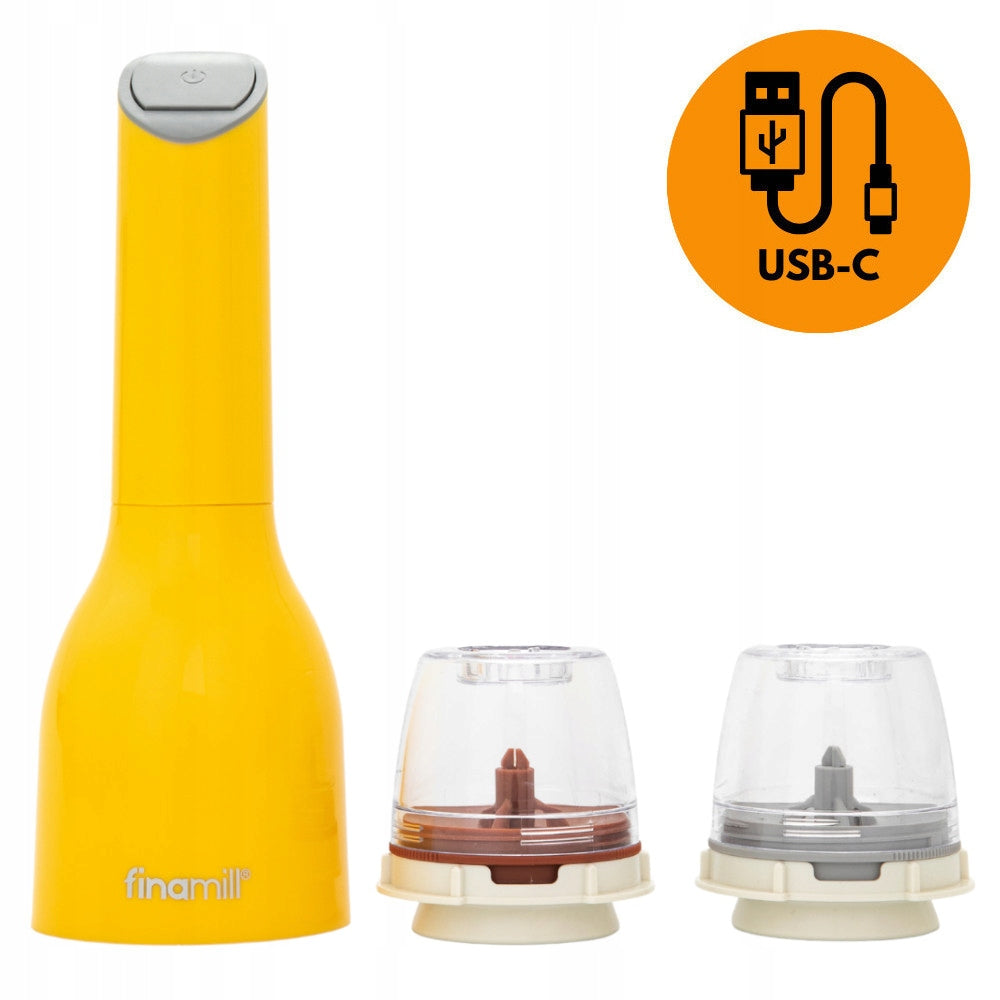 FinaMill - USB electric grinder + 2 containers - yellow