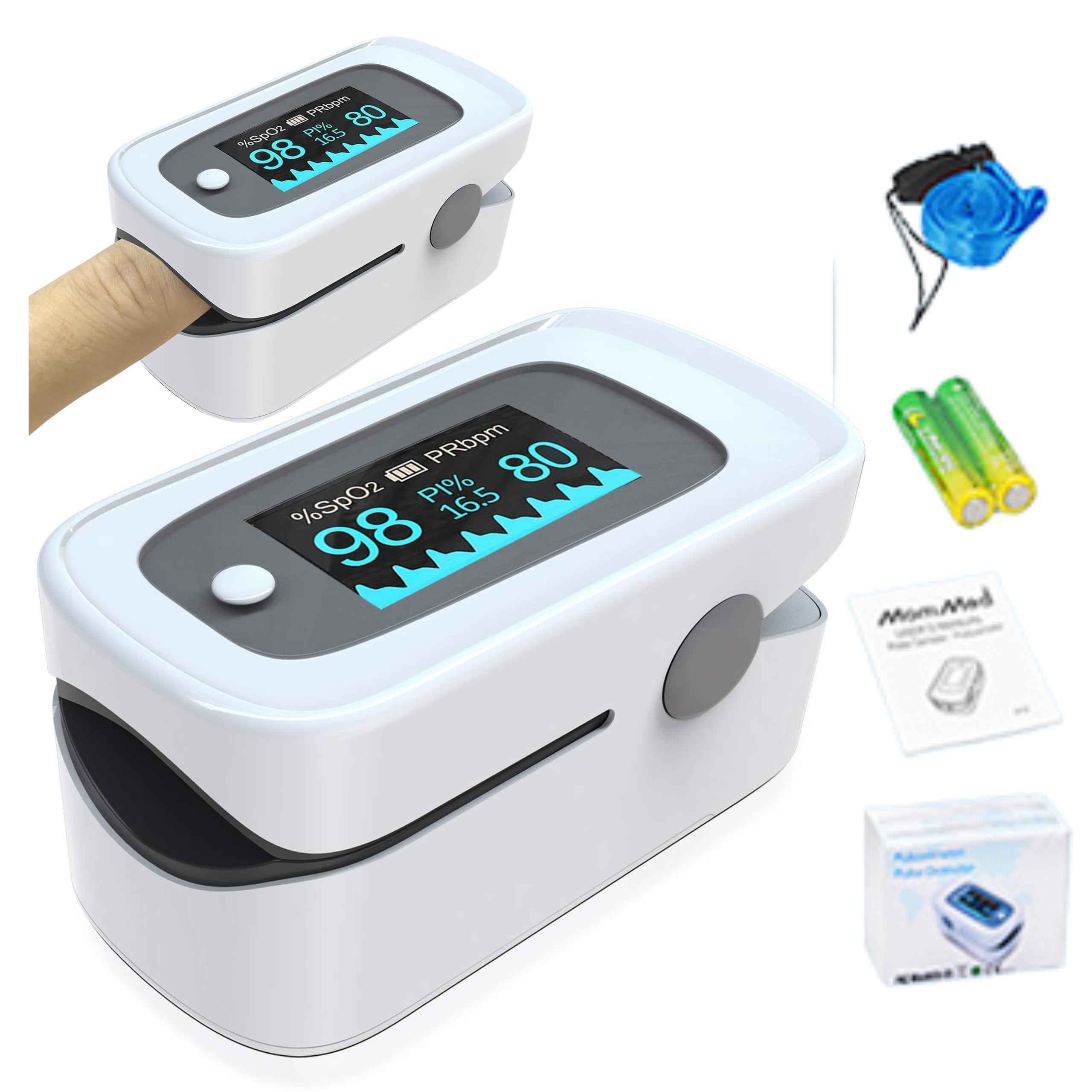 Finger Pulse Oximeter SpO2 Alarm OLED Screen Saturation Measurement