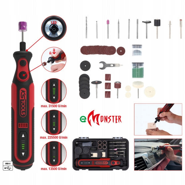 Finger milling machine cordless polisher + accessories 50pcs eMONSTER KS TOOLS EAN (GTIN) 4042146907450