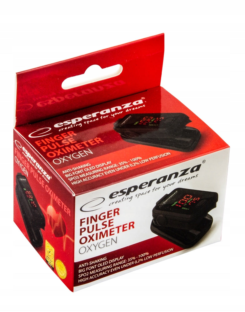 Finger pulse oximeter SpO2 compact heart rate Esperanza OXYGEN Medical device no