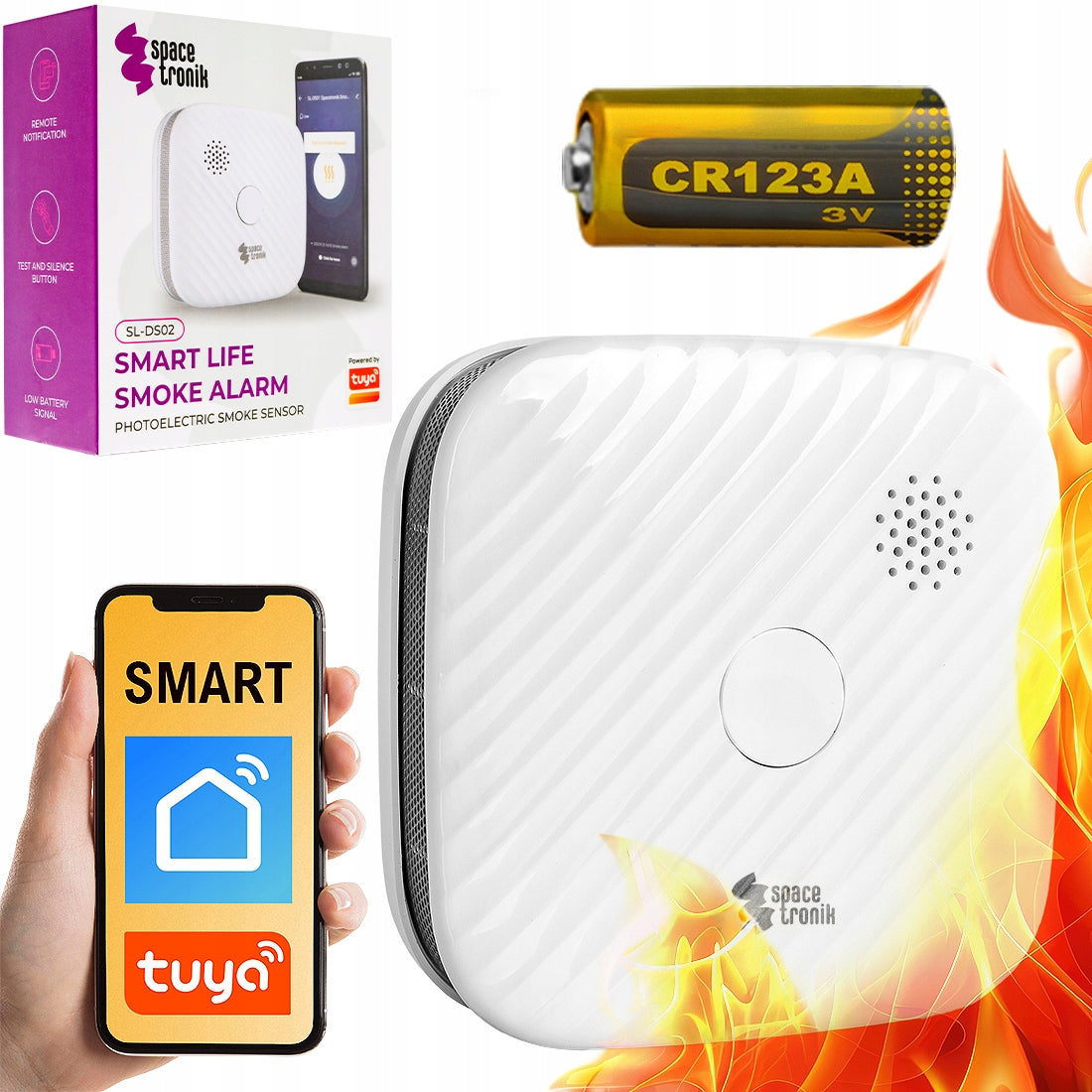 Fire Smoke Sensor WIRELESS TUYA SMART WiFi Detector +BATTERY