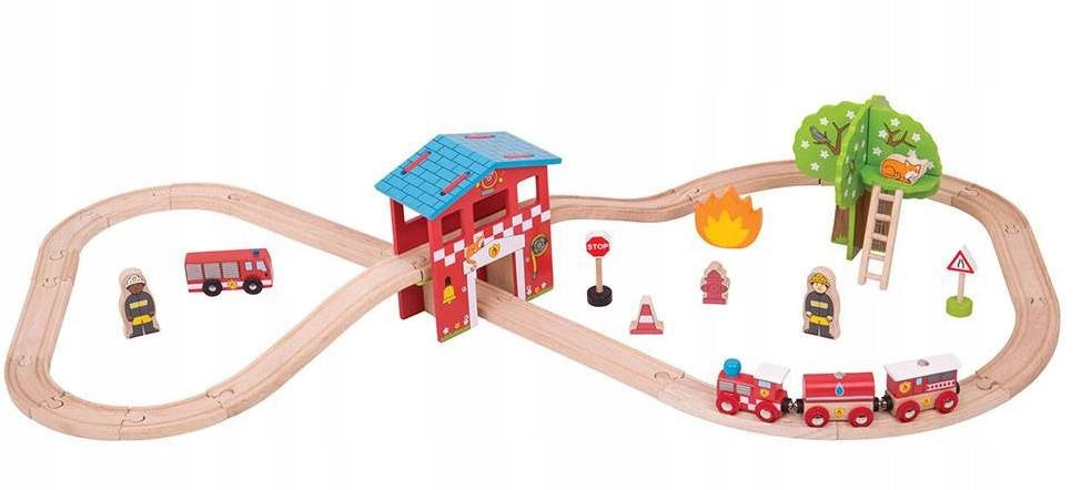 Fire brigade set wooden railway BIGJIGS EAN (GTIN) 691621090374
