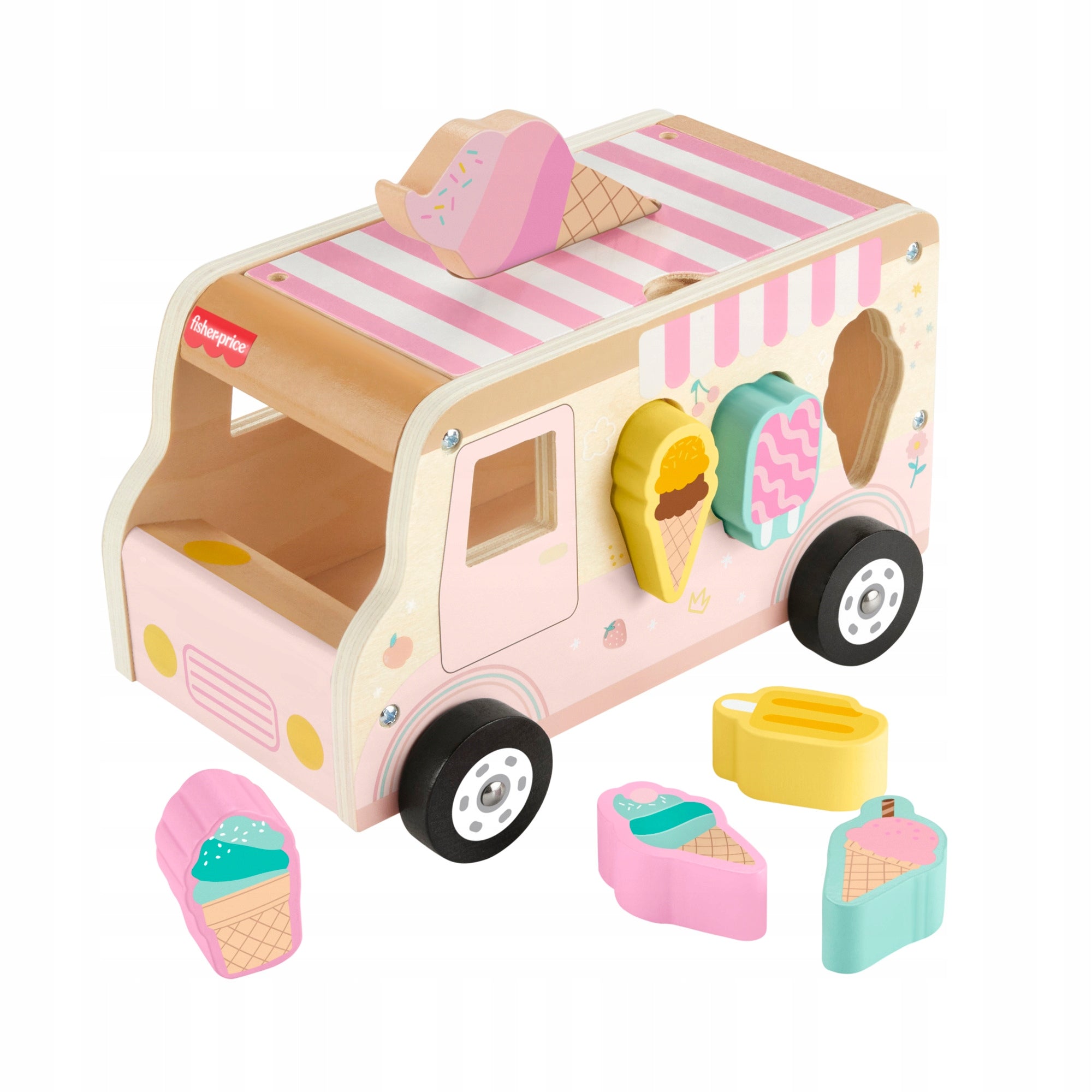 Fisher-Price Ice Cream Truck Shape Sorter Wooden Toy HXT86