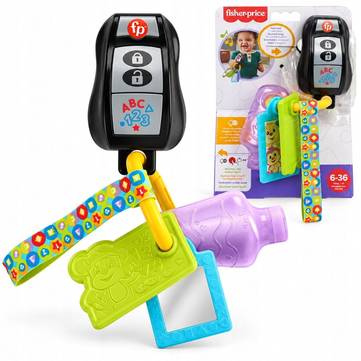 Fisher Price Interactive Keys ABC 123 HXF51 Sounds Teether 6m+