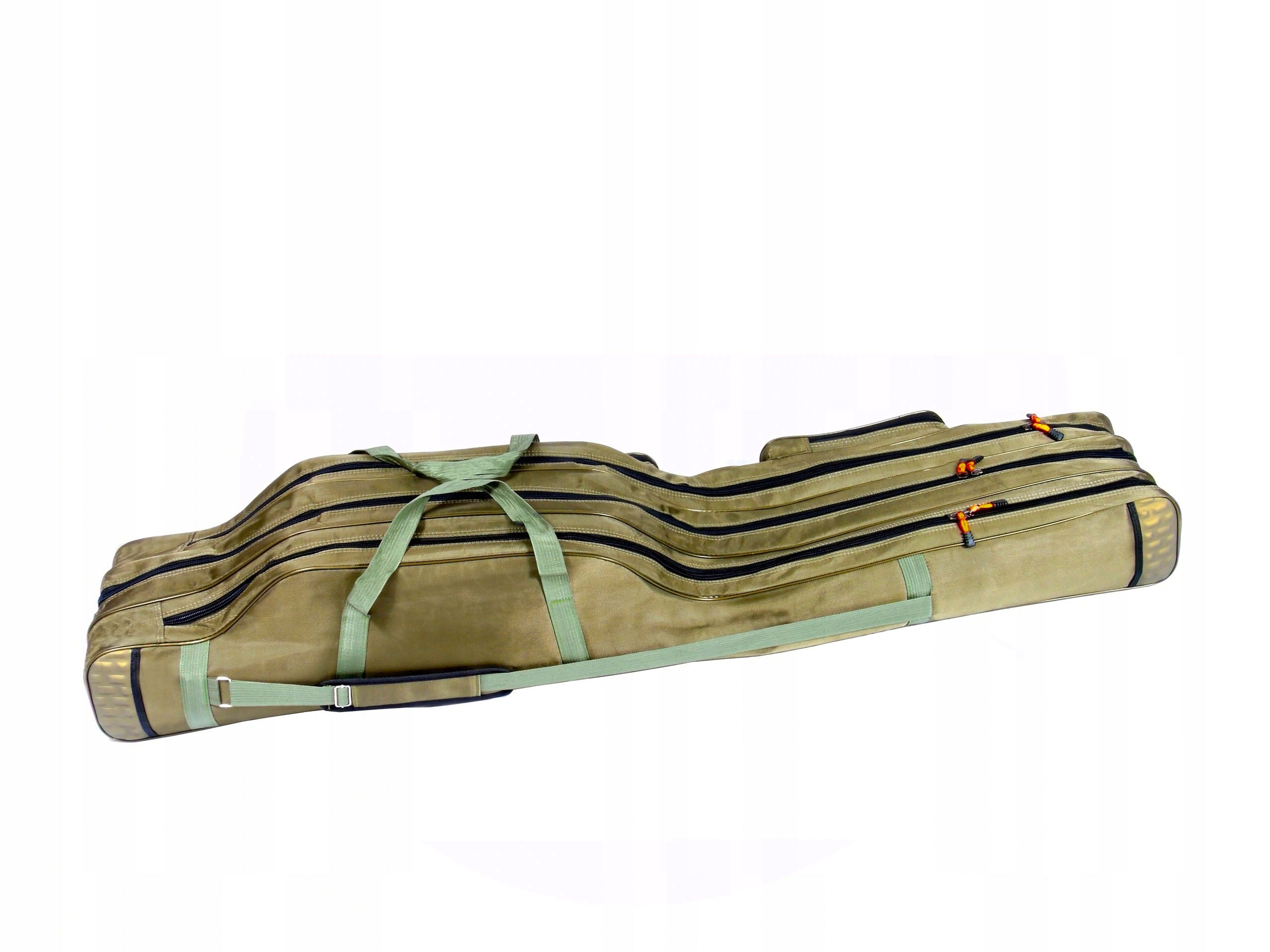 Fishing BAG ROD COVER 140 cm 3 COMPARTMENTS reinforced KHAKI Color green