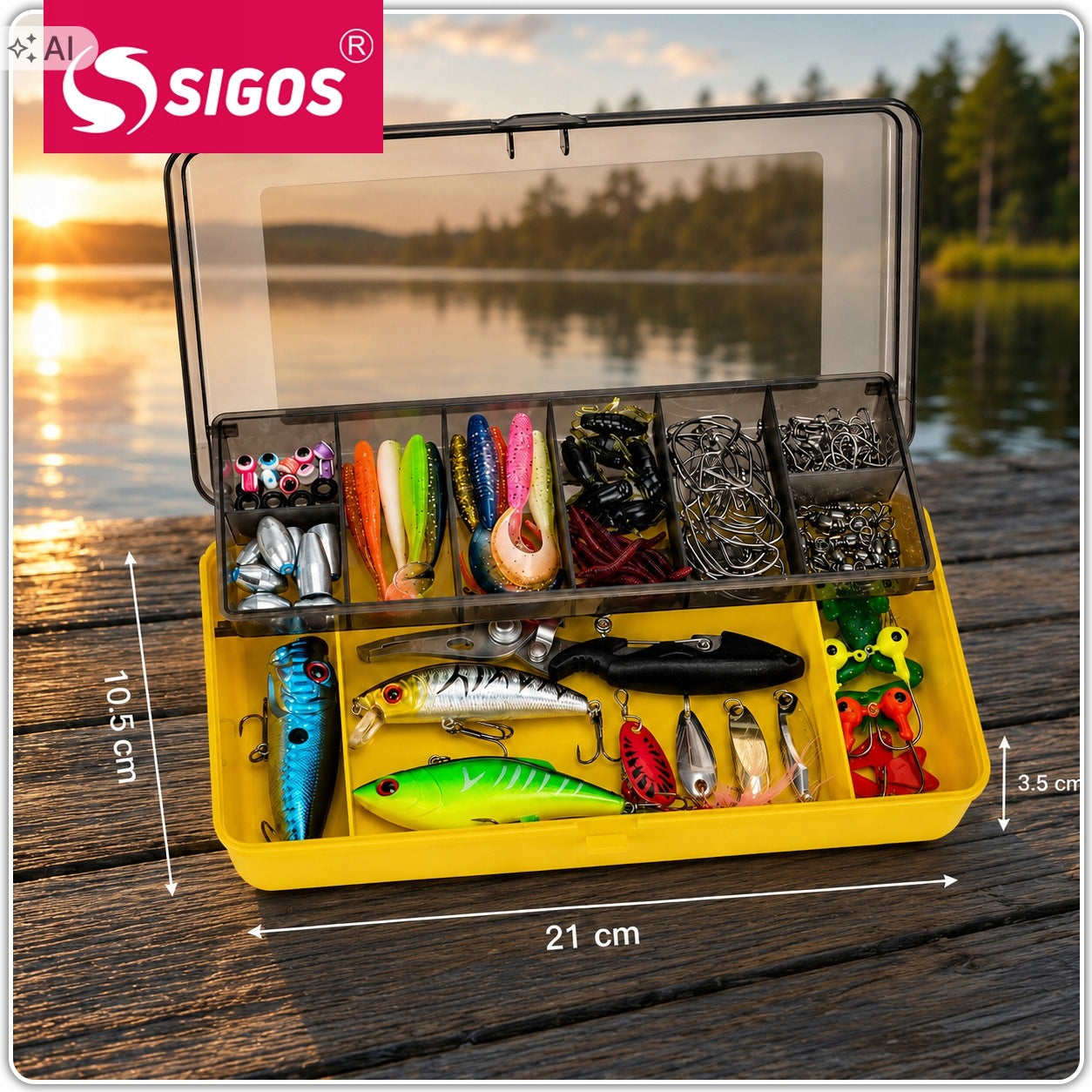 Fishing Box Lure Set 165 el Accessories Hooks Wobblers Spinning Packaging status original