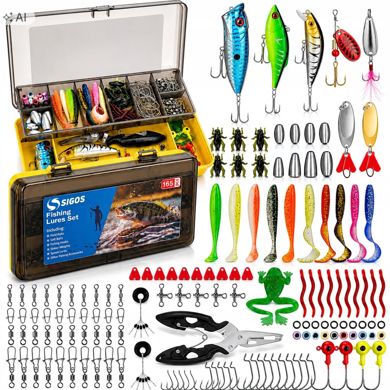 Fishing Box Lure Set 165 el Accessories Hooks Wobblers Spinning