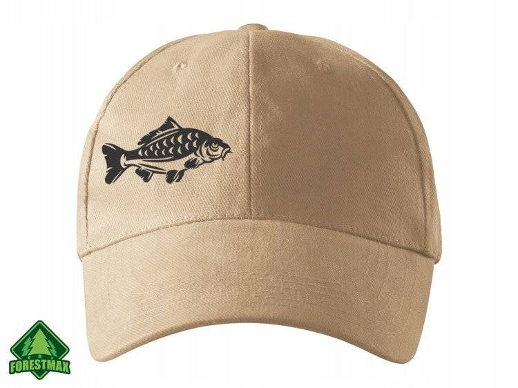 Fishing Cotton Baseball Cap Fishing Color Sand Print KARP Color brown
